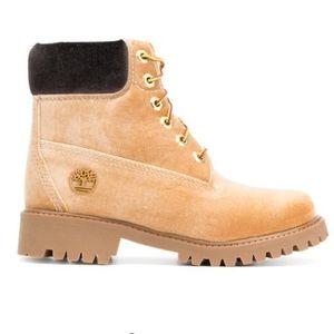 Off White X Timberland velvet ankle boots